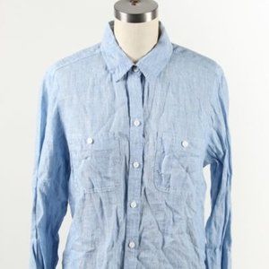 NWT FoxCroft Bluebird Linen Long Sleeve Shirt